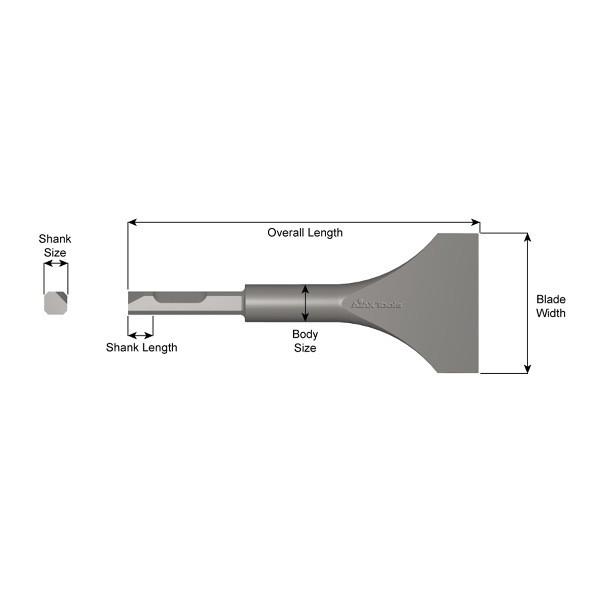 Ajax Tool Works WIDE SCALING CHISEL 7 1/2"X3"