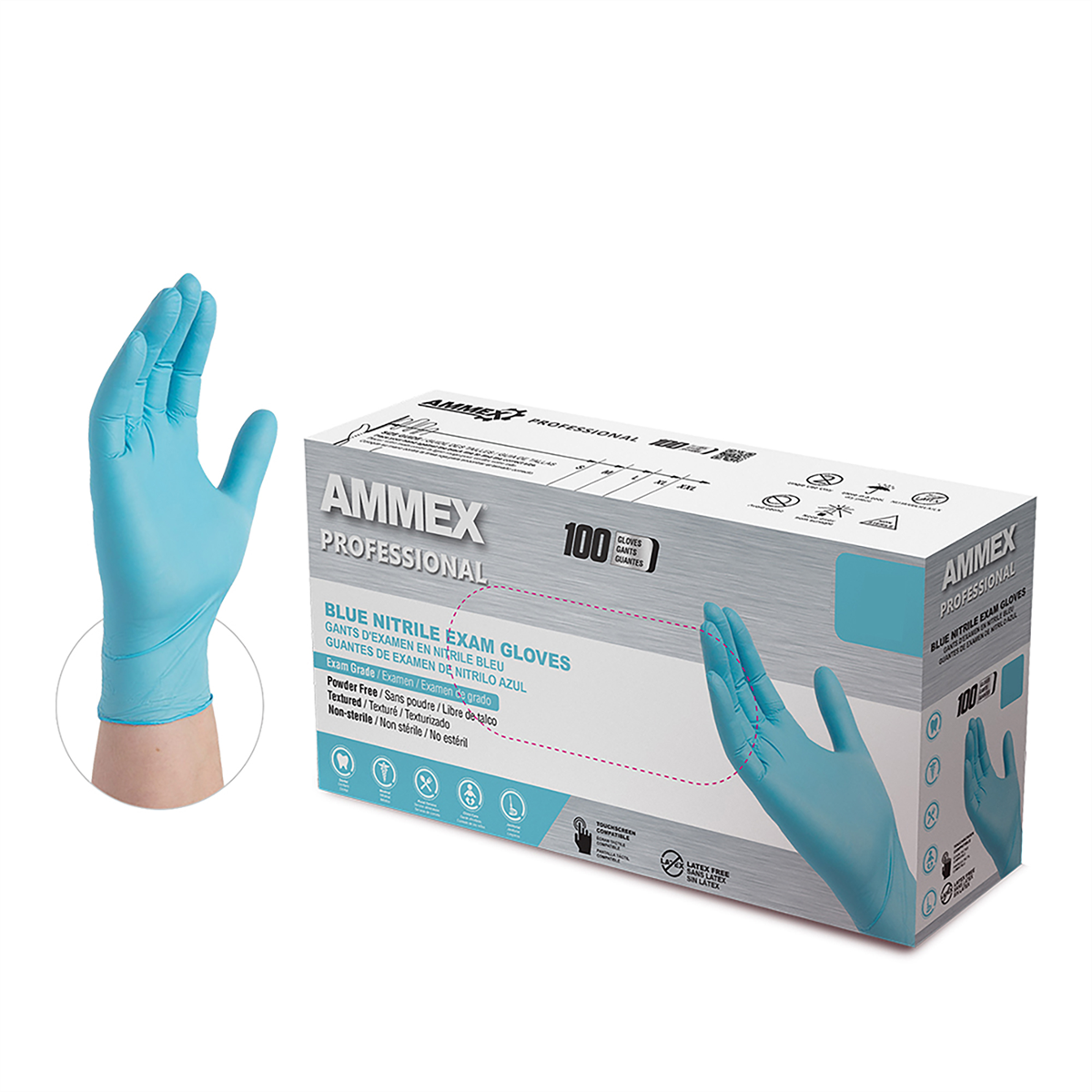 Ammex Nitrile PF Exam Gloves L