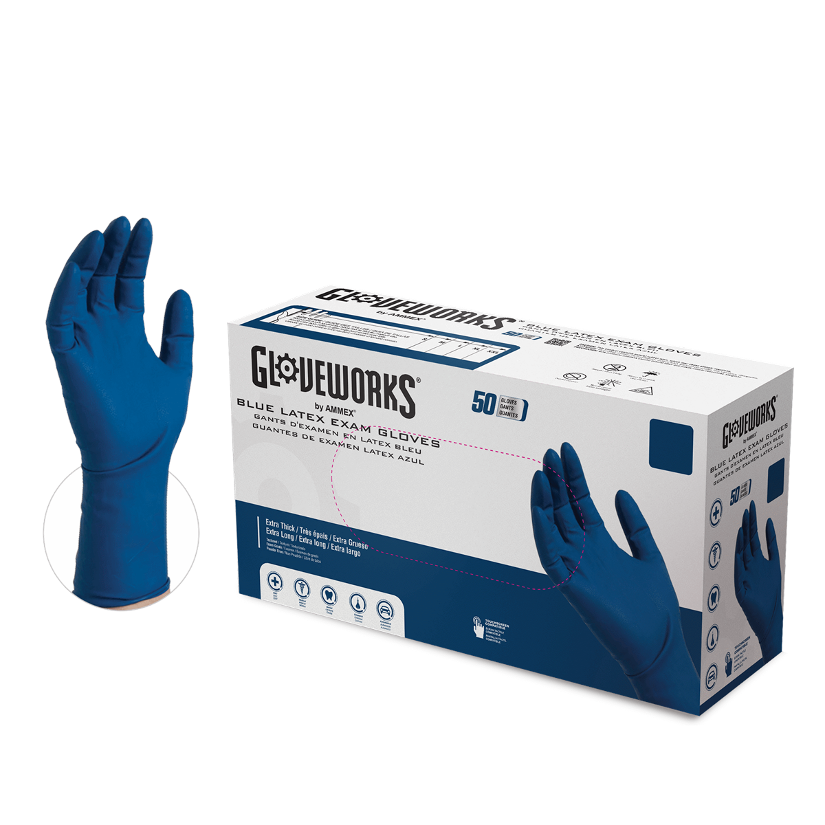 Gloveworks XL , HD P/F Extra Long Latex Gloves