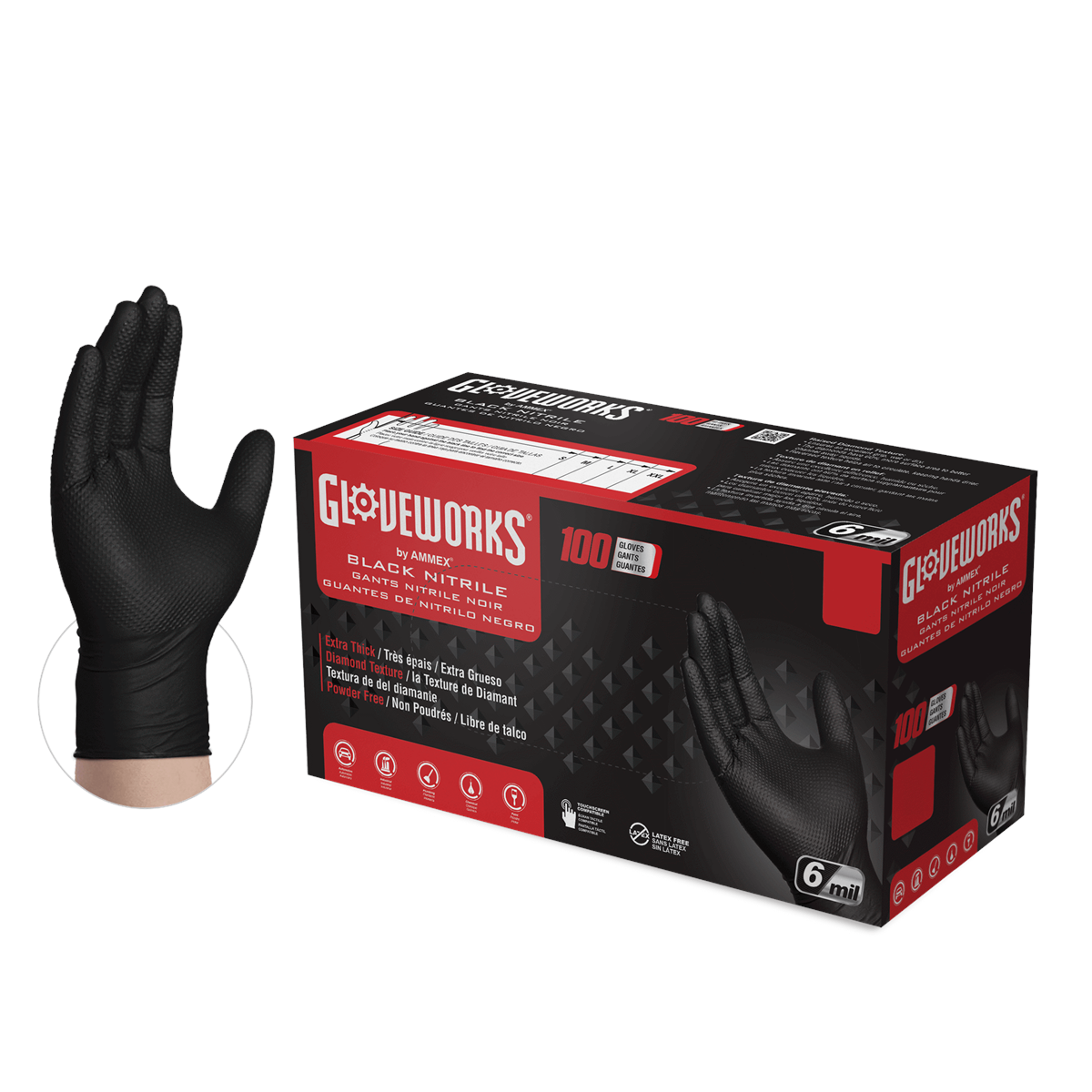 Gloveworks Gloves Heavy Duty Black Nitrile XXL