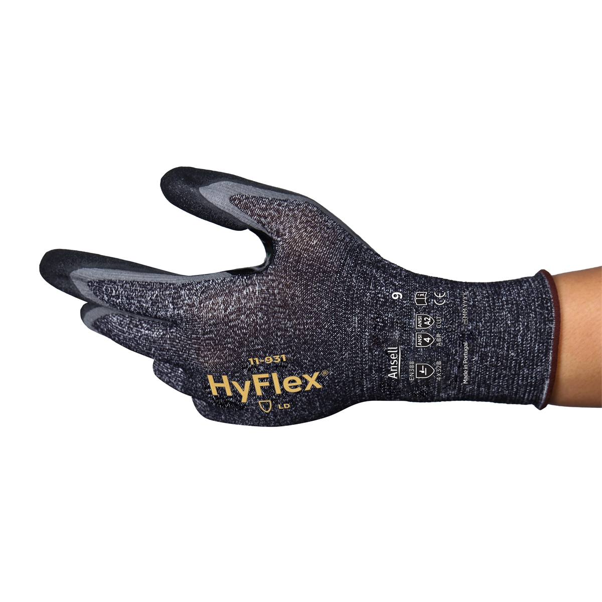 Ansell HyFlex 11-931 SIZE 10 Ultralight, palm-coated cut-resistant and oil-repellent