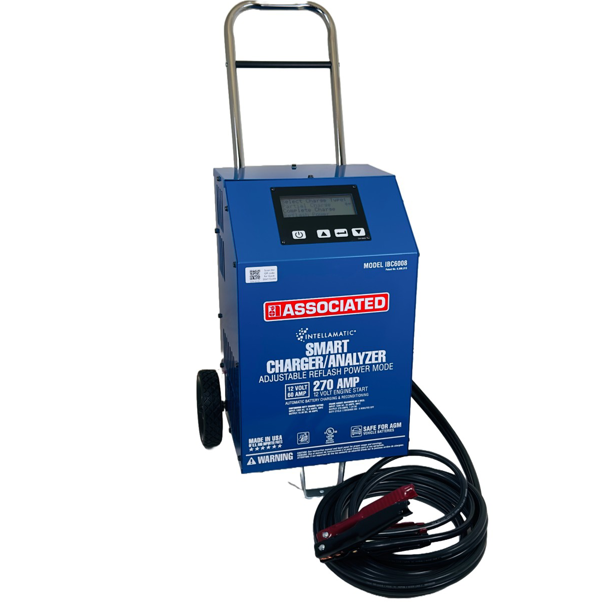 Associated Charger/analyzer, Variable Intellamatic 60 Amp/270 Amp Boost With Power Supply Mode With 16 Ft. Cables, Wheeled (new)