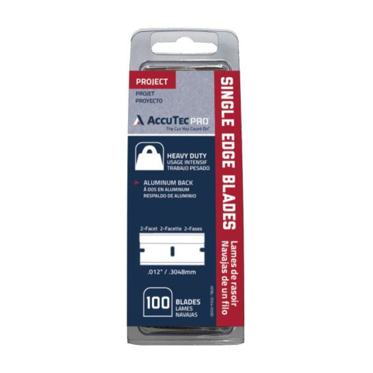 AccuTec Pro AccuTec Pro Single Edge Blade .012 1074 Alum Back 100SHLBL/CLM, CLM=CT, 50CT/CA