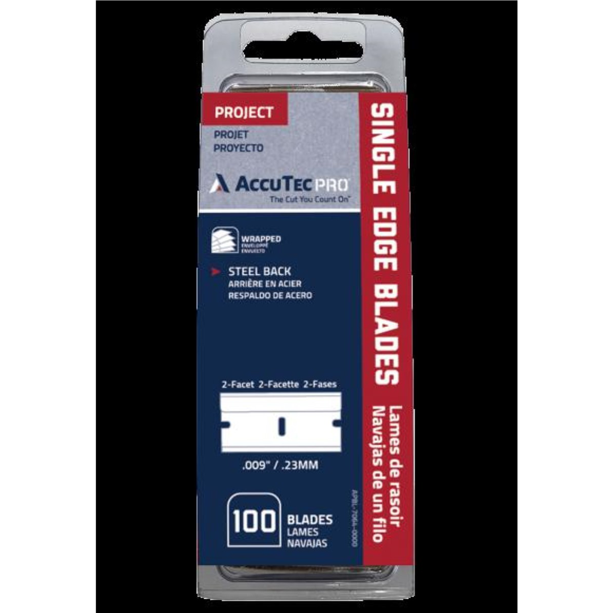 AccuTec Pro AccuTec Pro Single Edge Blade .009 1074 Steel Back 100SHL BL/CLM, CLM=CT, (50CT/CA)