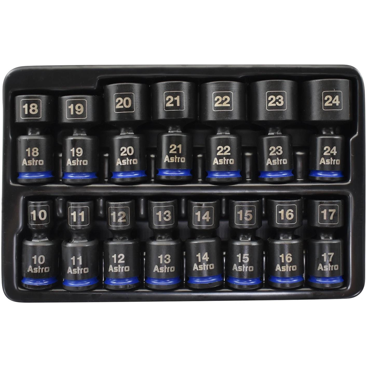 Astro Pneumatic 3/8? Drive 10-24mm Pinless Universal Impact Sockets &hyphen; No Skips &hyphen; 15 Pieces