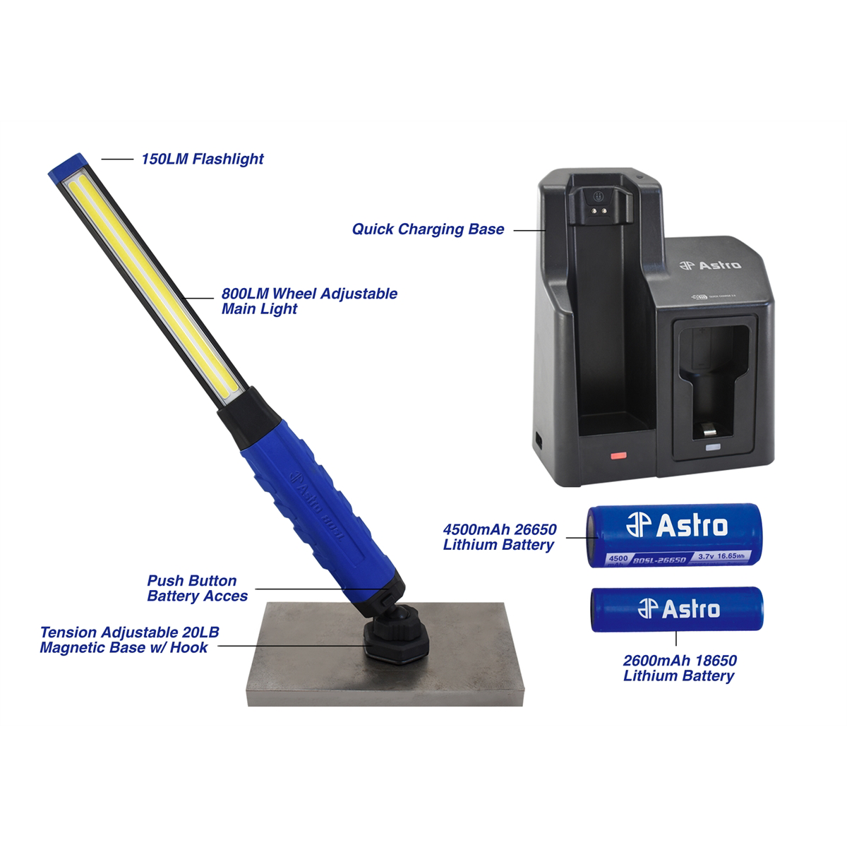 Astro Pneumatic 800Lm Light w/ Quick-Swap System & Suction Cup
