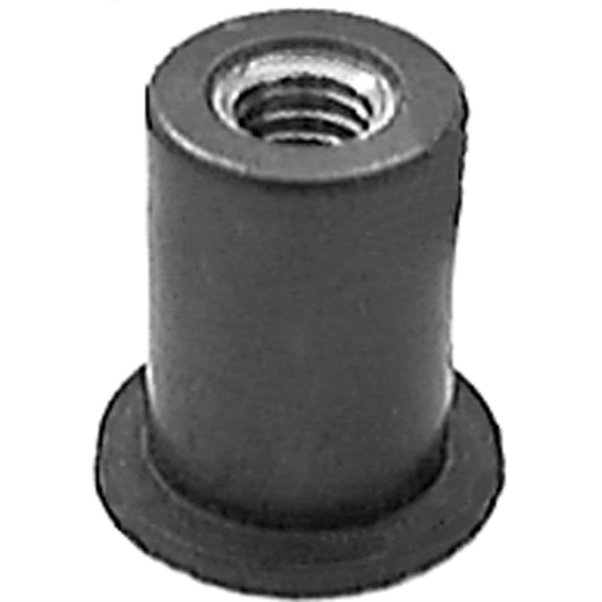 Auveco 13007 Well Nut, #10 - 32 Tpi X 1/2 In Dia Head X 3/8 In Hole X 0.015 To 0.192 In Grip Range, Neoprene