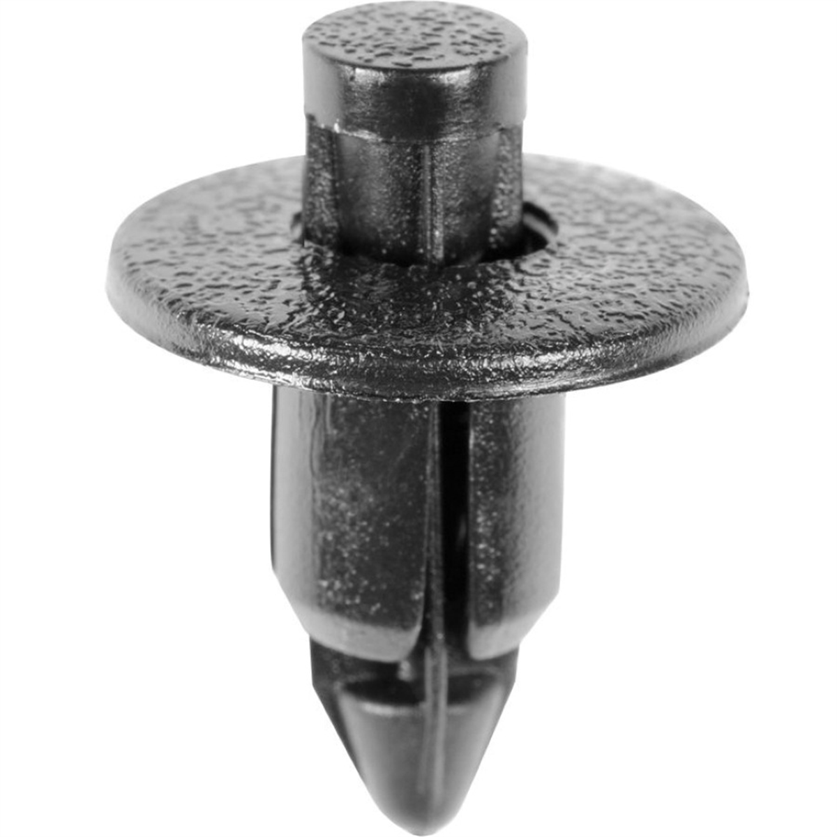 AUVECO 17162 Push-Type with Drive Pin Retainer, 15 mm Dia Head x 8 mm L Stem x 6.3 mm Hole, Nylon, Black