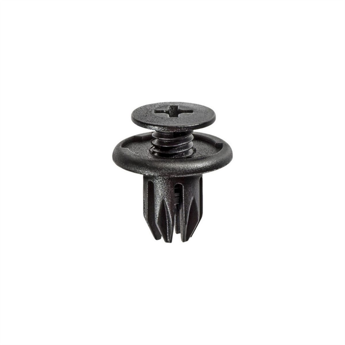 AUVECO 17267 Push/Screw-Type with Open End Front and Rear Bumper Retainer, 20 mm Dia Head, Nylon, Black