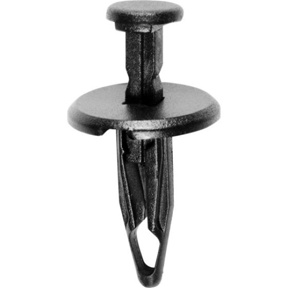 Auveco 18030 Push-type With Closed End Retainer, 11/16 In Dia Head X 13/16 In L Stem X 1/4 In Hole, Nylon, Black