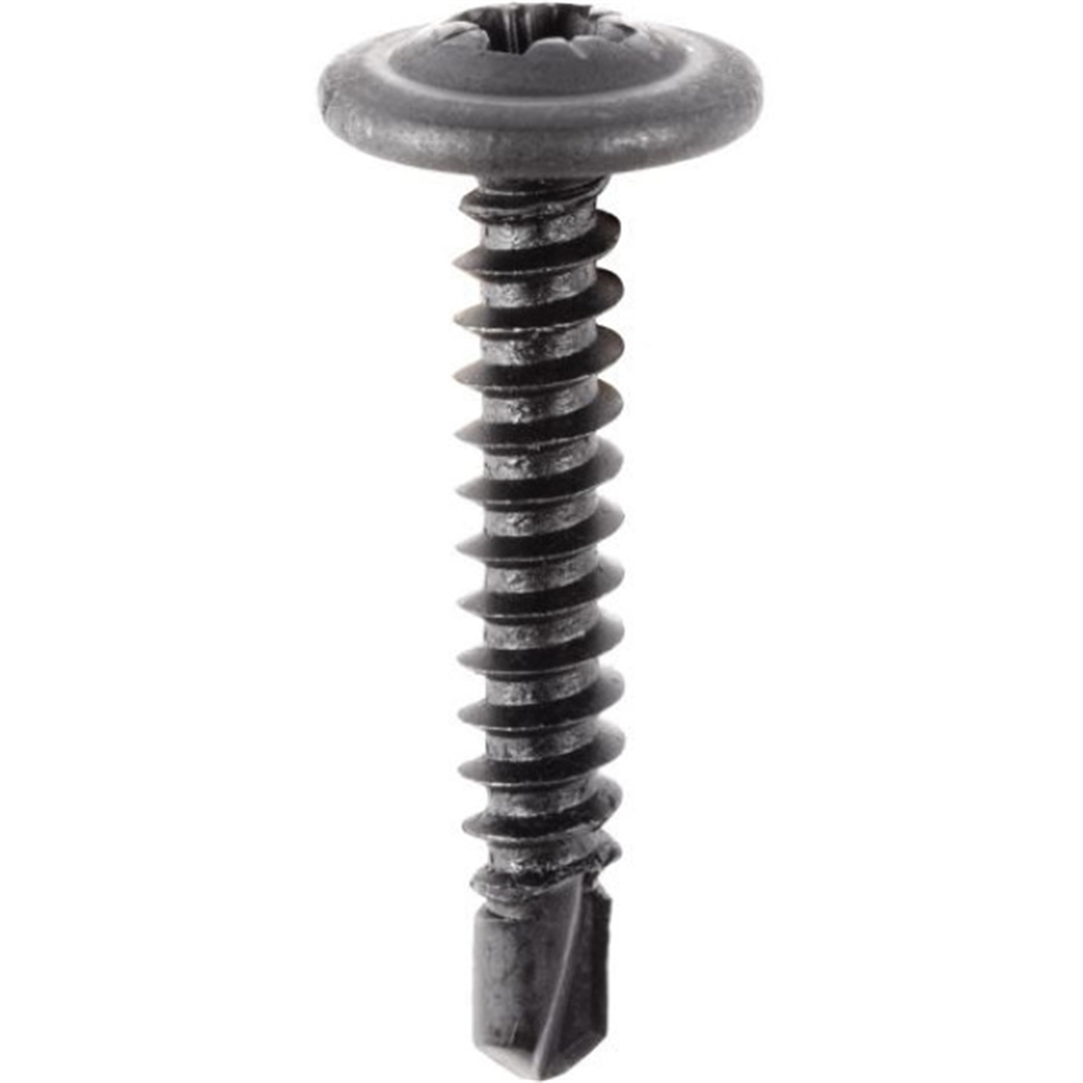 Auveco 19006 Pozidriv Round Washer #2 Drill Point Tapping Screw, M4.2-1.41 X 25 Mm L, Black Phosphate