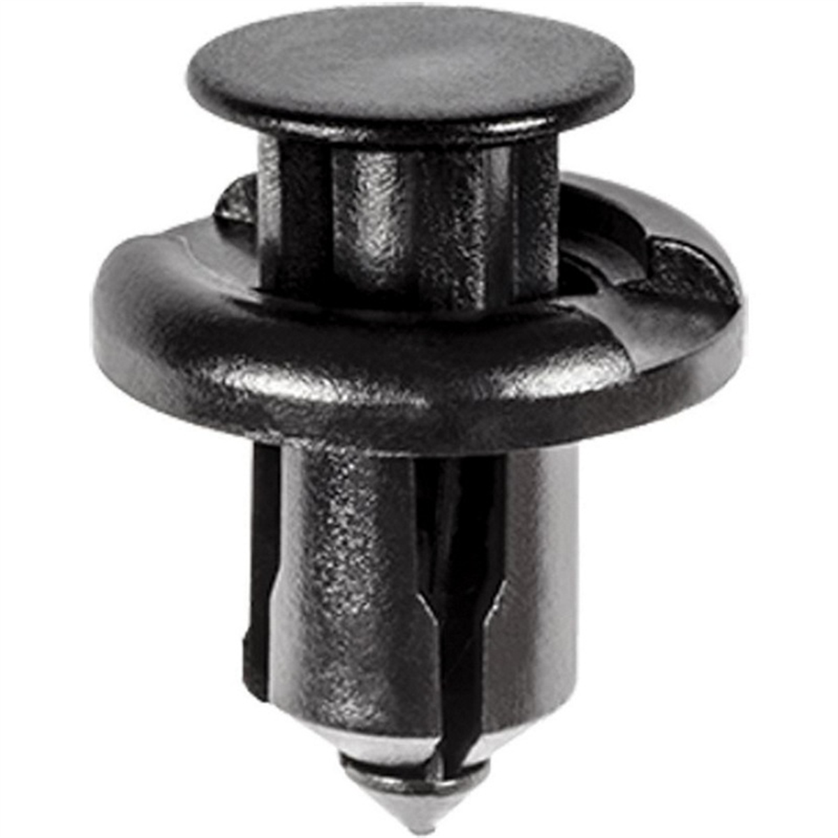 AUVECO 19233 Push-Type with Drive Pin Front Bumper Retainer, 20 mm Dia Head x 13 mm L Stem, Nylon, Black