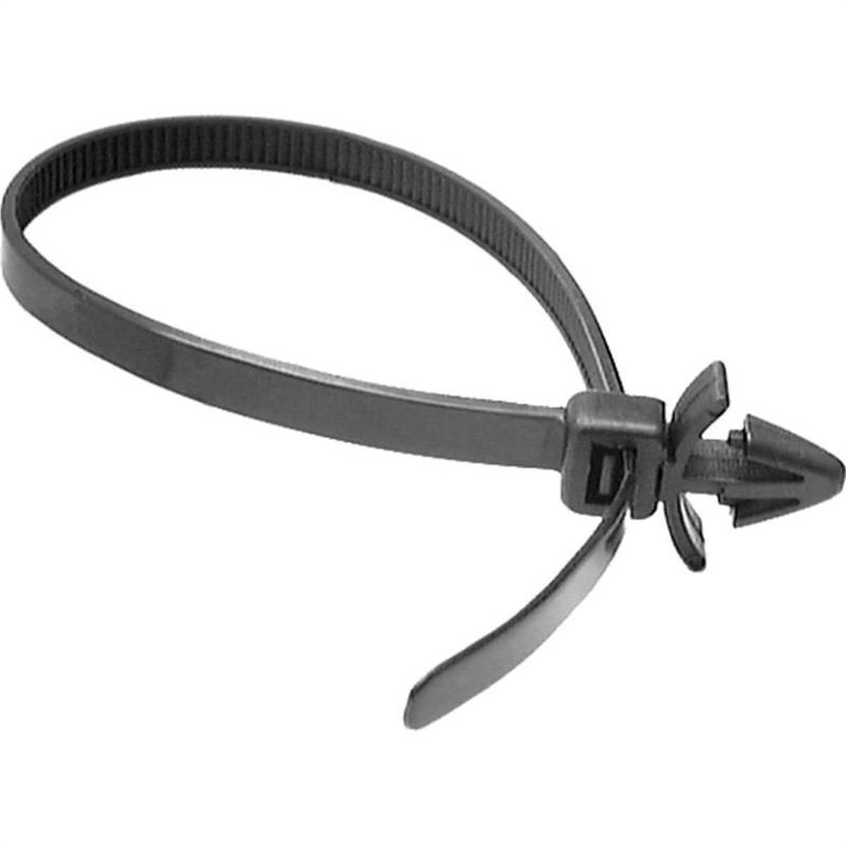AUVECO 20380 Push Mount Cable Tie, 200 mm L x 5 mm W, Nylon, Black