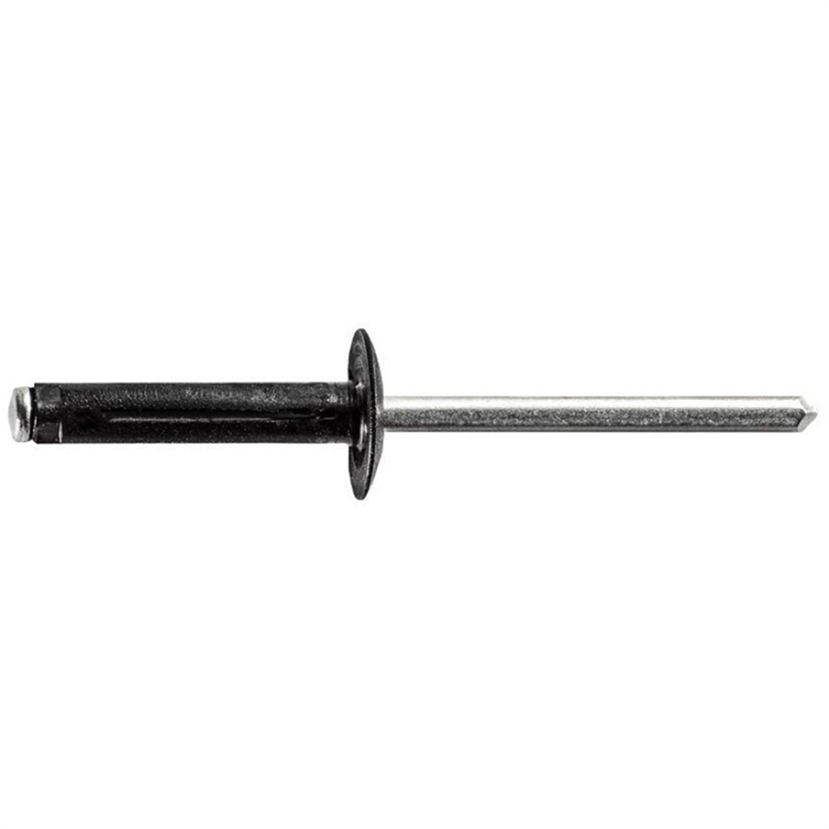 AUVECO 20629 Split-Type Specialty Rivet, 5/32 in Dia x 3/64 to 1/4 in Grip Range, Aluminum Rivet/Mandrel, Black