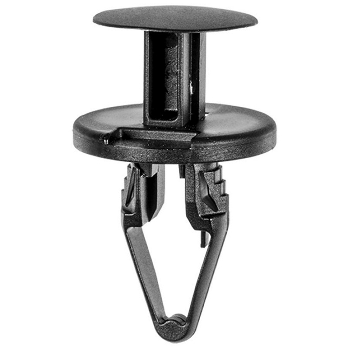 Auveco 20991 Push-type With Closed End Flares And Air Dam Retainer, 20 Mm Dia Head X 20 Mm L Stem, Nylon, Black