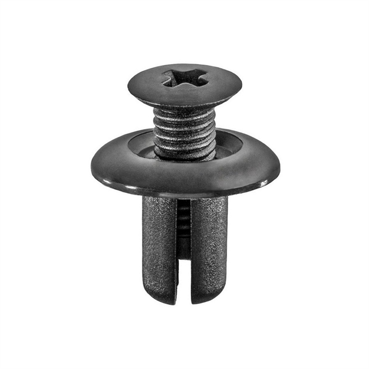 Auveco 21146 Push/screw-type With Open End Interior/exterior Trim And Pillar Retainer, 18 Mm Dia Head, Nylon, Black
