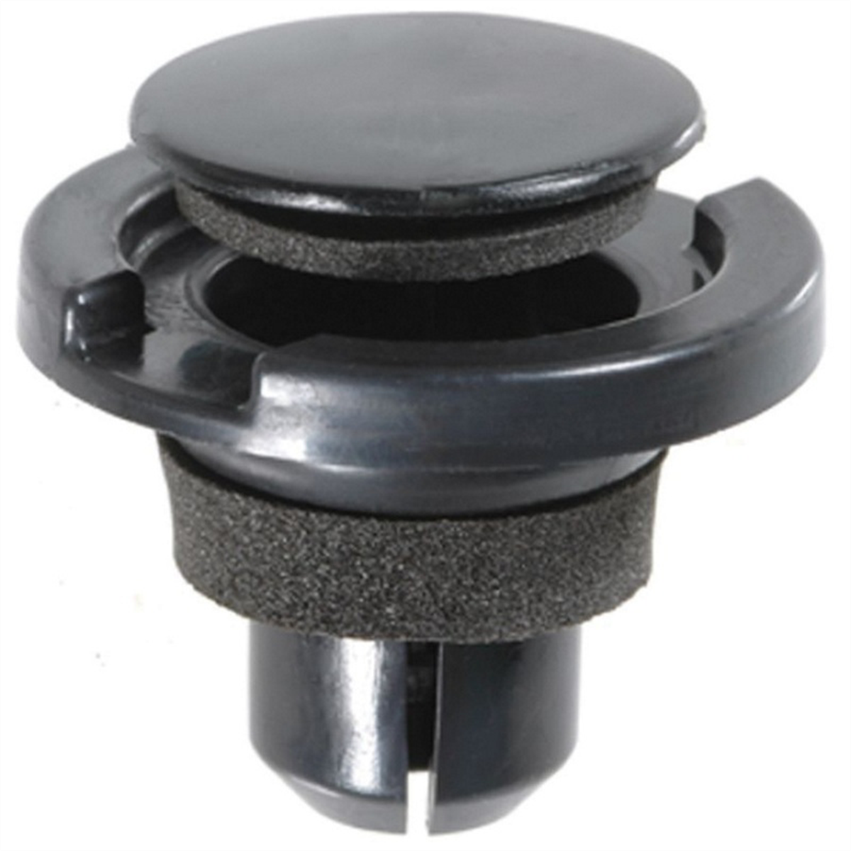 Auveco 21501 Push-type With Drive Pin Rocker Molding Retainer, 25 Mm Dia Head X 12 Mm L Stem, Nylon, Black