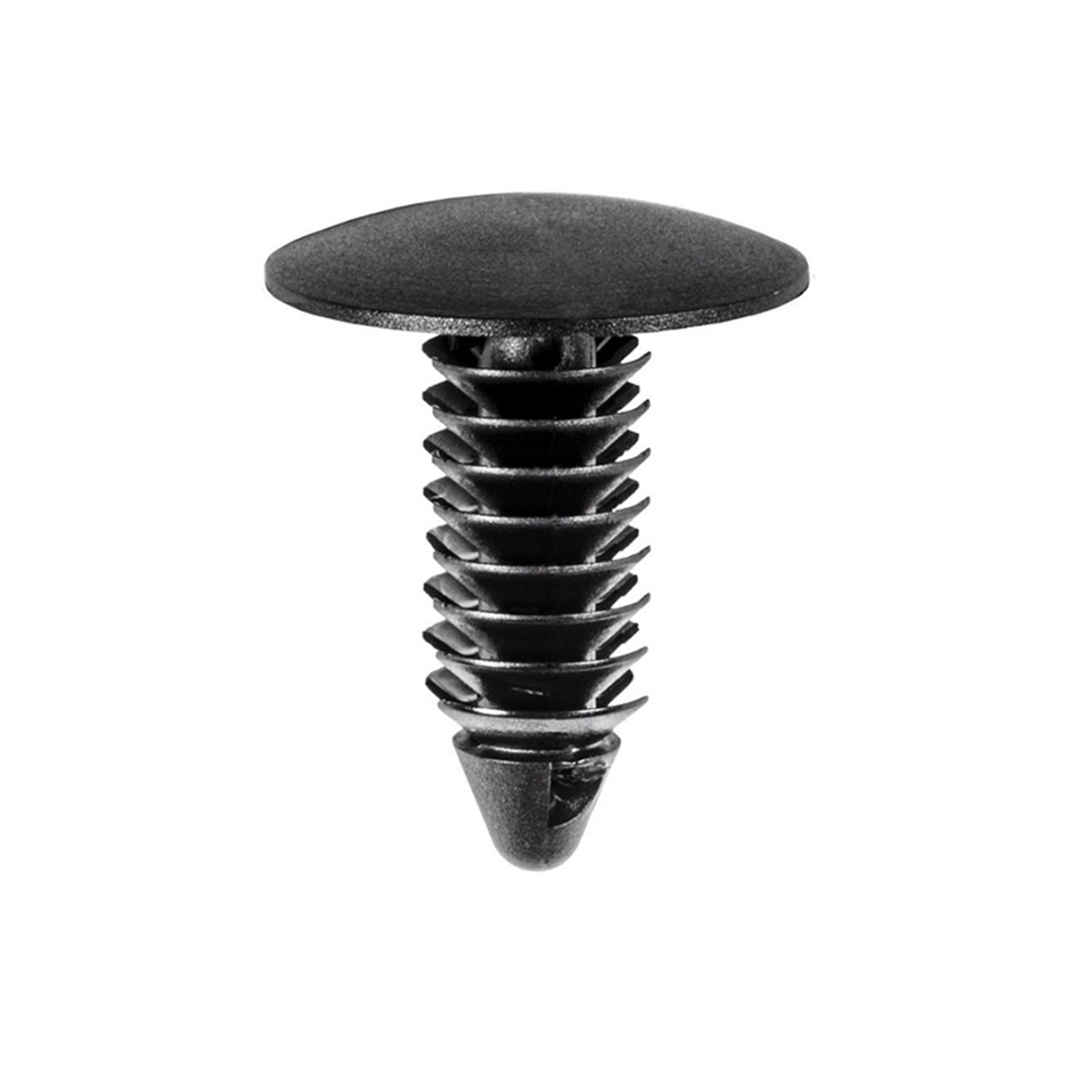 Auveco 24204 Single Head Fender And Bumper Shield Retainer, 11/16 In Dia Bottom Head X 29/32 In Oal, Nylon, Black
