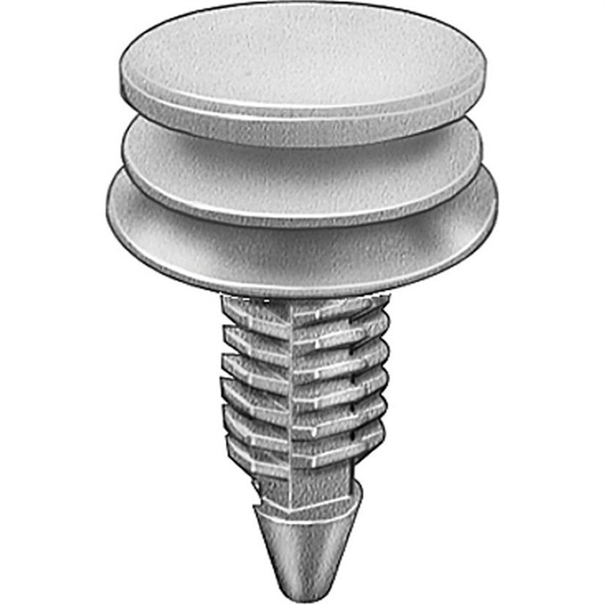 Auveco Ap19270 Triple Head Type 9 Trim Panel Retainer, (18 Mm Dia Top X 20 Mm Dia Bottom) Head, Nylon, White
