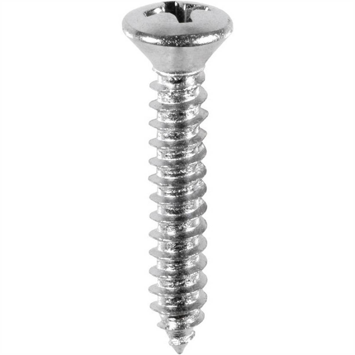 AUVECO AP2713 Phillips Oval Head A/AB Point Tapping Screw, #8 Screw x 1 in L, Chrome
