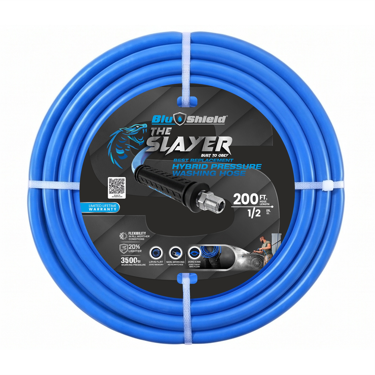 BluBird Blu Shield The Slayer Hybrid Pressure Washing Hose 1/2" X 200'