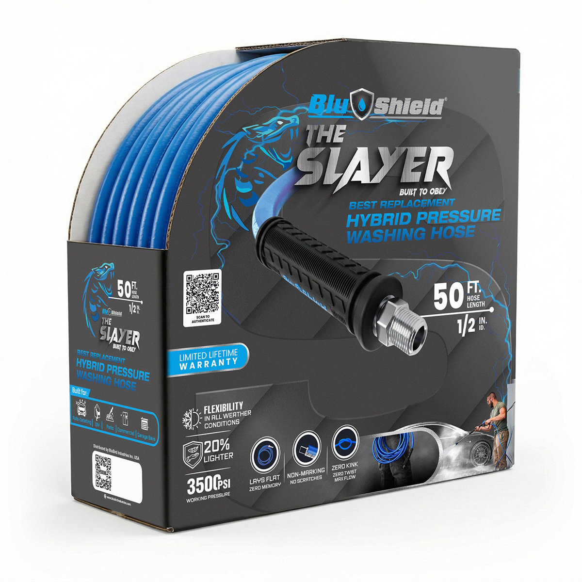 BluBird Blu Shield The Slayer Hybrid Pressure Washing Hose 1/2" X 50'