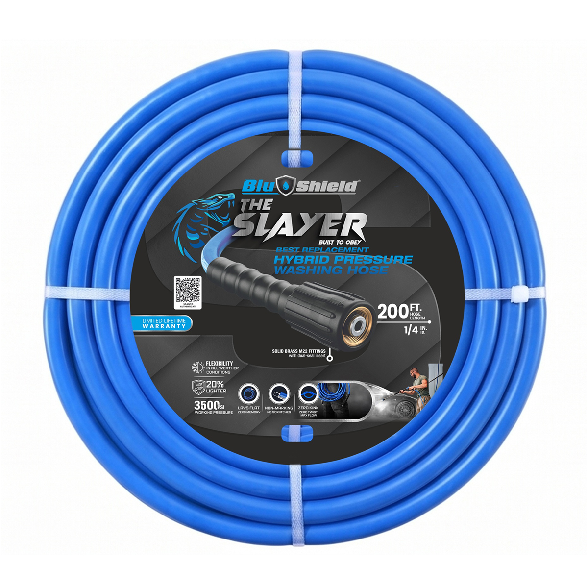 BluBird Blu Shield The Slayer Hybrid Pressure Washing Hose 1/4" X 200'