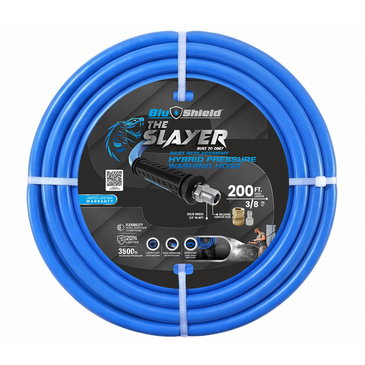 BluBird Blu Shield The Slayer Hybrid Pressure Washing Hose 3/8" X 200'