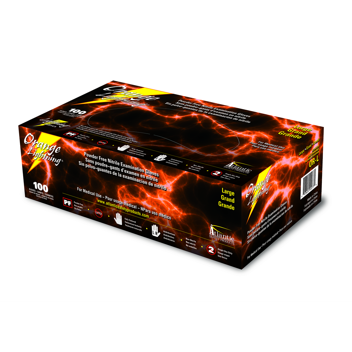 Atlantic Safety Company Orange Lightning Small Orange Nitrile Gloves