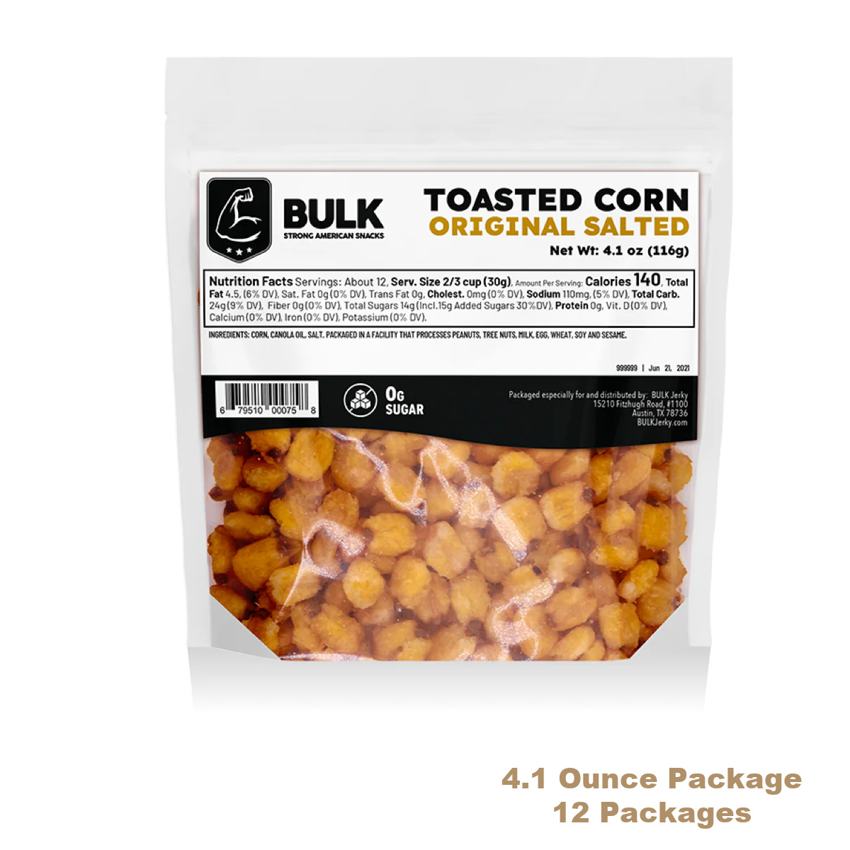 BULK Jerky Original Salted Toasted Corn 4.1 ounce package (12 packages)