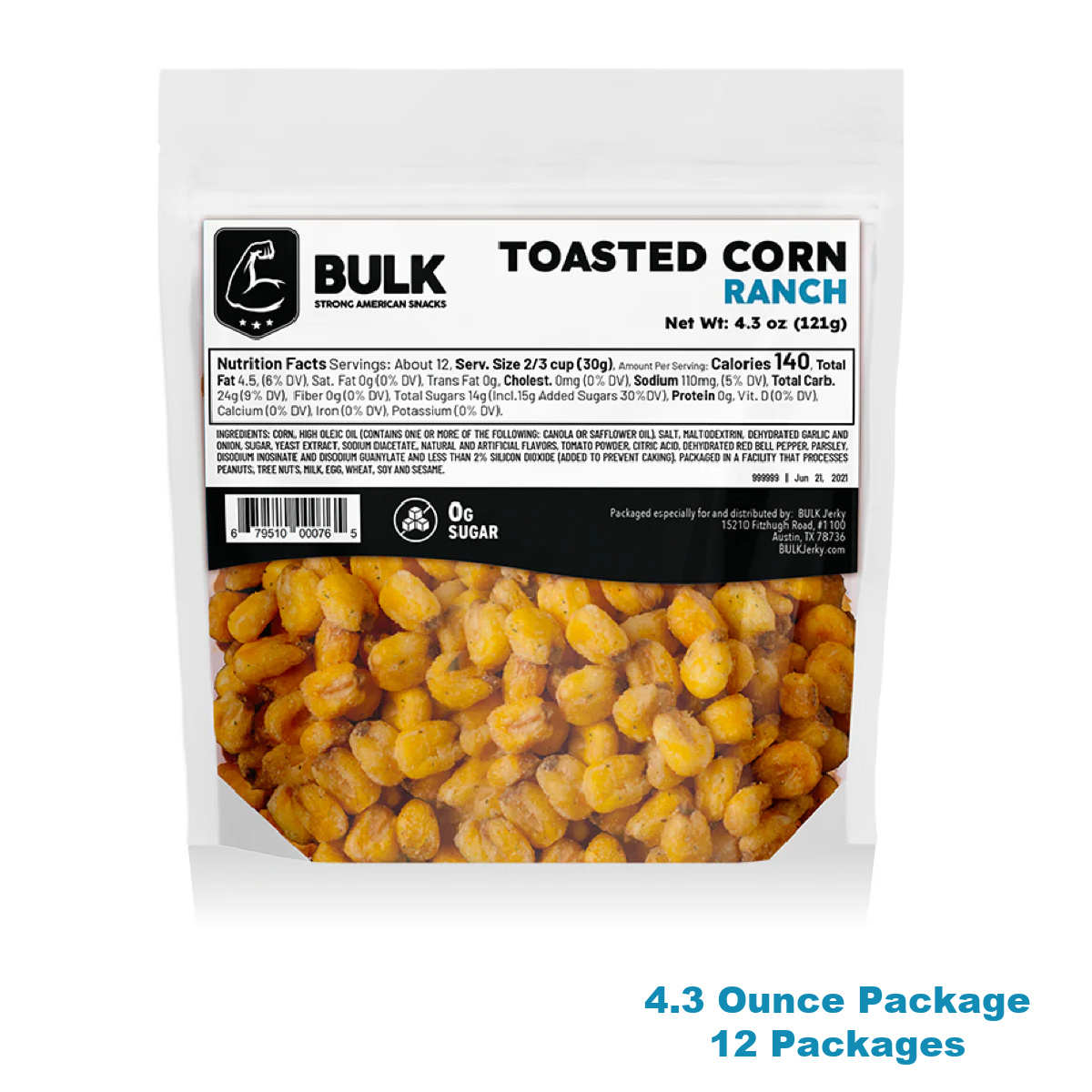 BULK Jerky Ranch Toasted Corn - 4.3 ounce package (12 packages)
