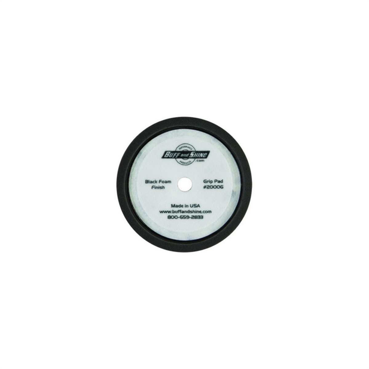 Buff And Shine 2000G Grip Pad, 8 in Dia, 2 in THK, Hook and Loop Attachment, Reticulated Polyester Foam Pad, Black