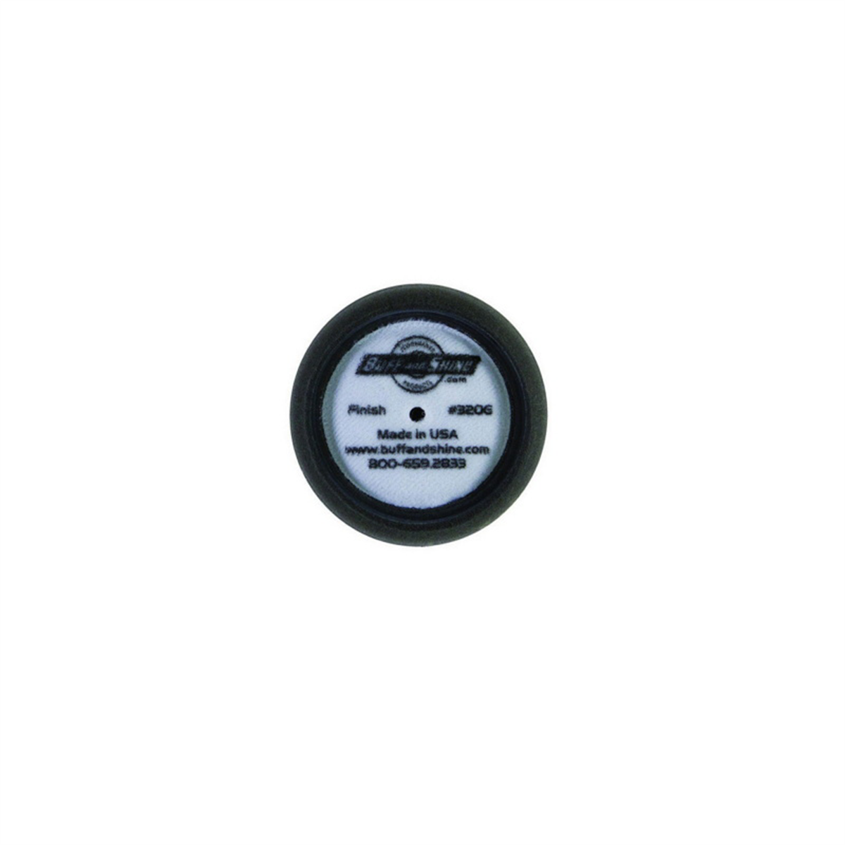 Buff And Shine 320G Curved Back Grip Pad, 3 in Dia, 1 in THK, Hook and Loop Attachment, Polyester Foam Pad, Black