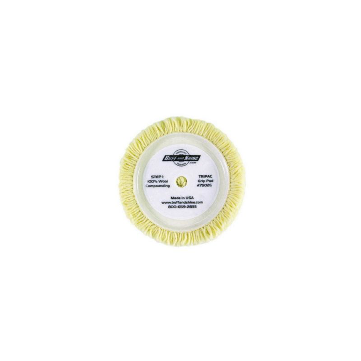 Buff And Shine 7502G Buffing Grip Pad, 7-1/2 in Dia, Hook and Loop Attachment, 100% Twisted Wool Pad, Beige