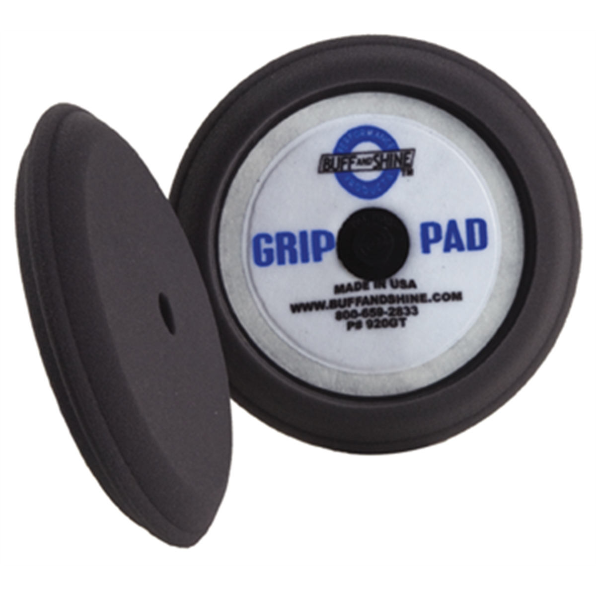 Buff And Shine 920GT Buffing Grip Pad with Center Tee, 9 in Dia, 1-1/2 in THK, Hook and Loop Attachment