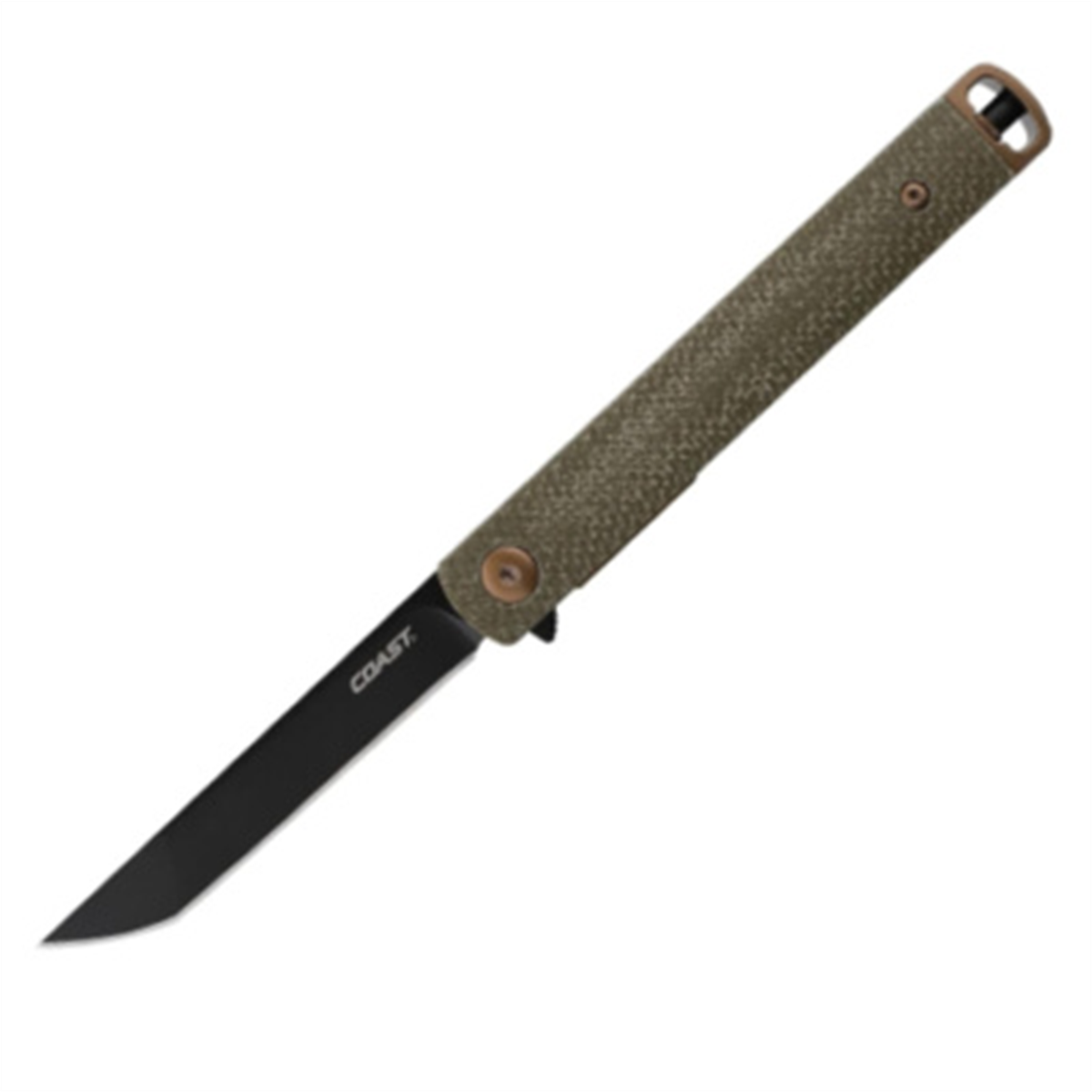 COAST Products LX504 1919 Founders Series Select Assisted Open Titanium Nitride Coated 9Cr18Mov Tanto Blade Linen Micarta Handle with Frame Lock Folding Pocket Knife - Green