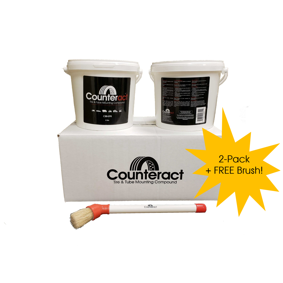 Counteract Counteract 2 X 8lb Euro Paste Tire & Tube Mounting Compound + Free Brush