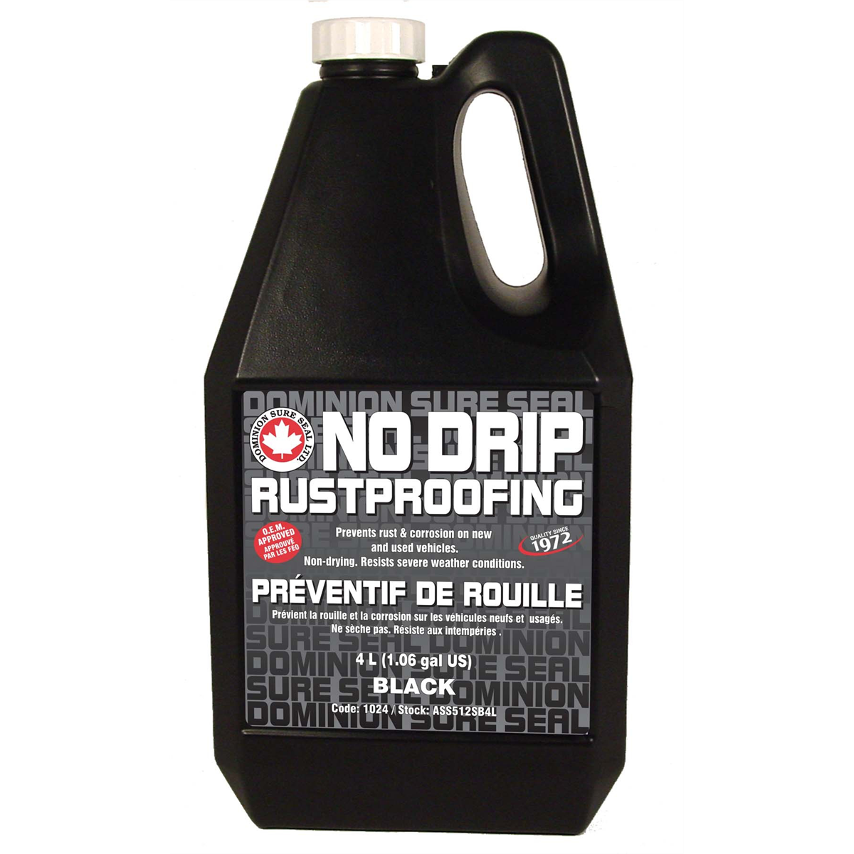 Dominion Sure Seal ASS512SB4L No Drip Rust Proofing, 4 L Jug, Black, Liquid