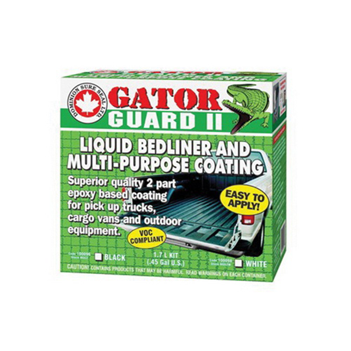 Dominion Sure Seal Gator Guard II BGG2 2-Part Epoxy Liquid Bedliner, 0.45 gal, Black, Liquid