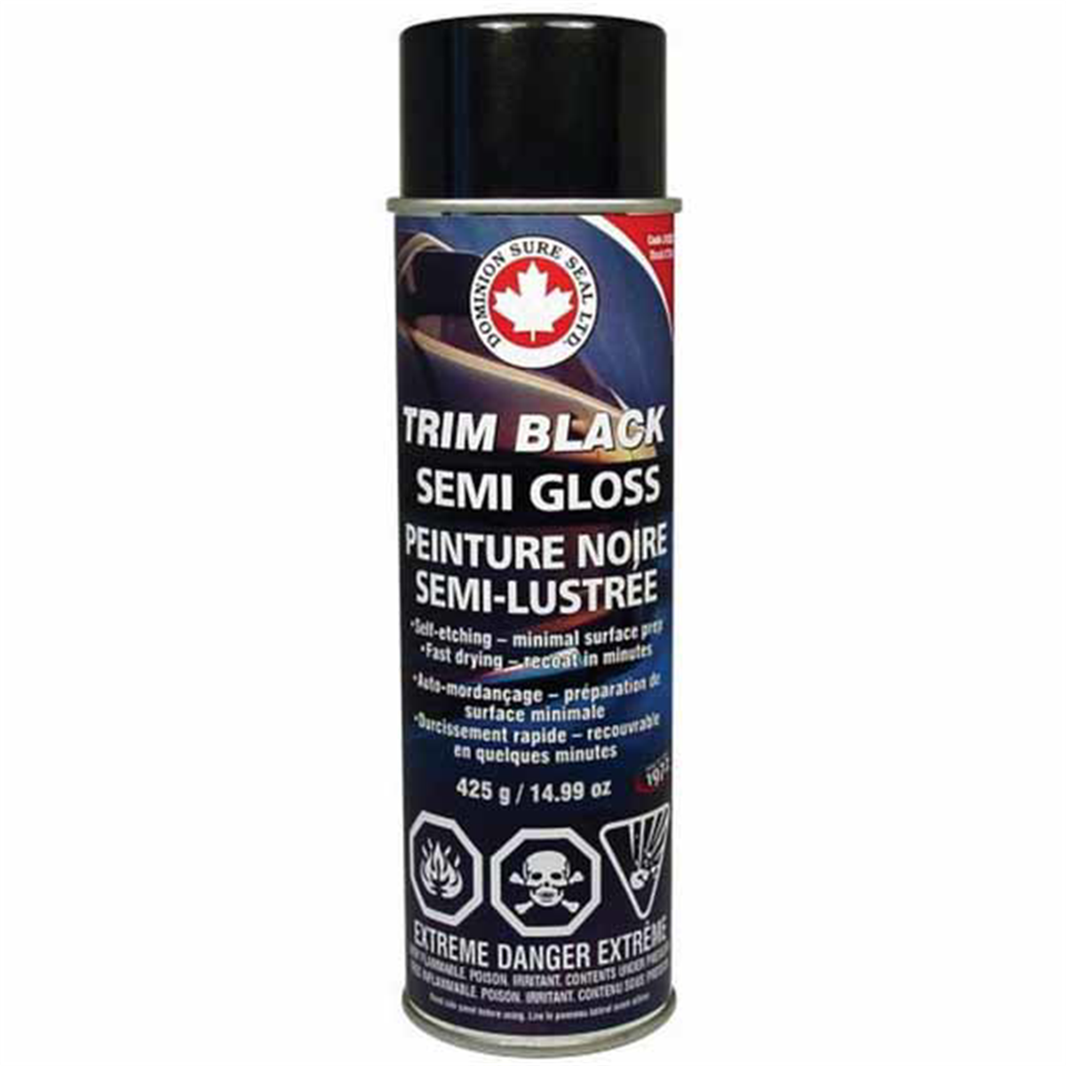 Dominion Sure Seal 24003 Trim Paint, 15 oz Aerosol Can, Aerosol, Semi Gloss Black