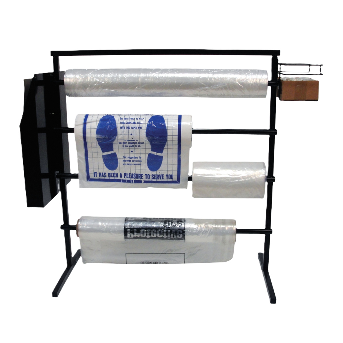 John Dow Industries DS-4 Interior Protection Floor Dispenser Rack - 4-Bar Steel Rack for Seat Covers, Floor Mats and Parts Bags
