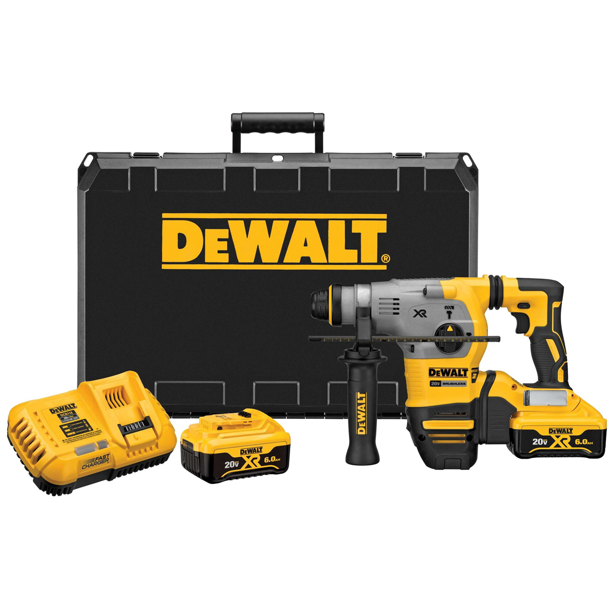 DEWALT 20V MAX* XR Brushless Cordless 1-1/8 in. SDS PLUS L-Shape Rotary Hammer Kit