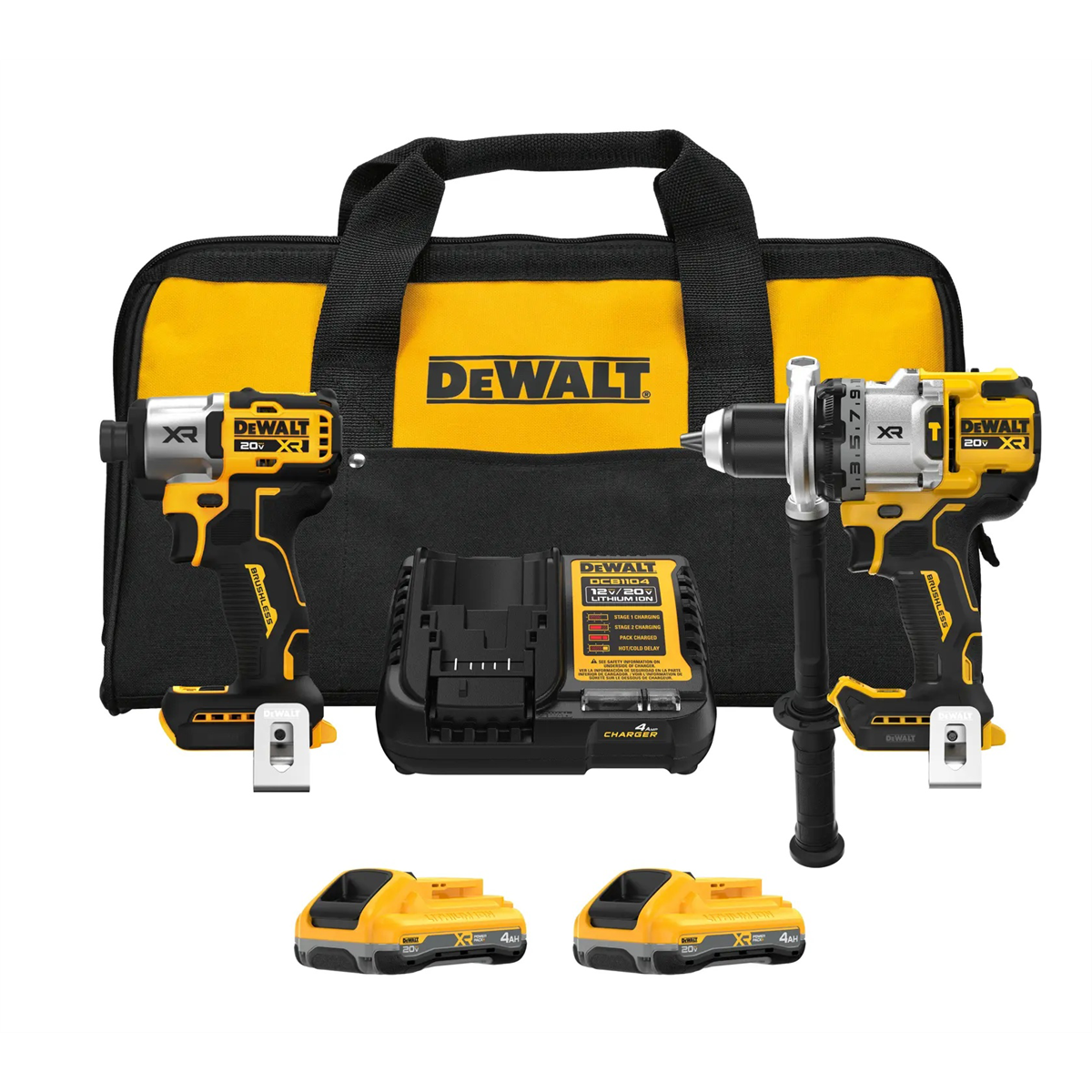 DEWALT 20V MAX*XR&reg;  2-Tool Hammer Drill/Impact Combo Kit with POWERPACK &trade; Batteries