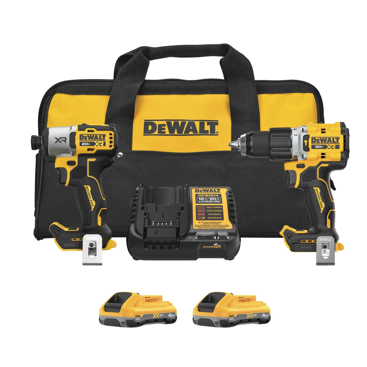 DEWALT 20V MAX*XR&reg;   2-Tool Hammer Drill/Impact Combo Kit with POWERPACK &trade; Batteries