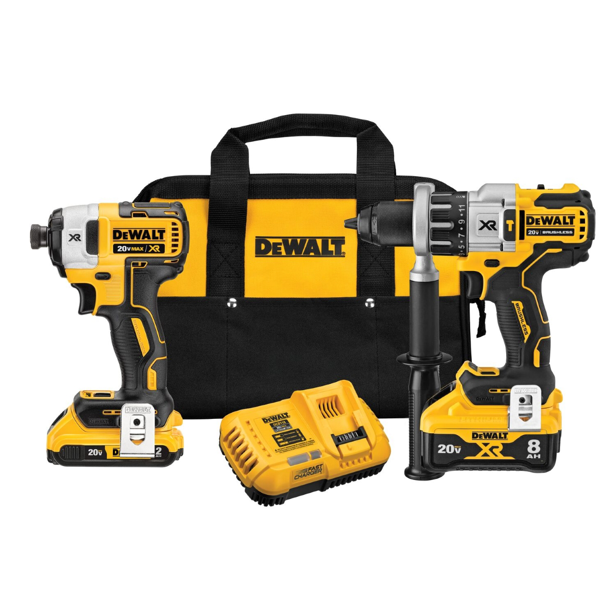 DeWalt 20V MAX XR Hammer Drill with POWER DETECT Tool Technology and Impact Driver Combo Kit