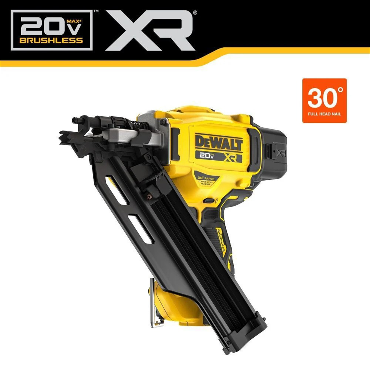 DeWalt 20V MAX XR Brushless 30 Degree Paper Collated Framing Nailer (Tool Only)