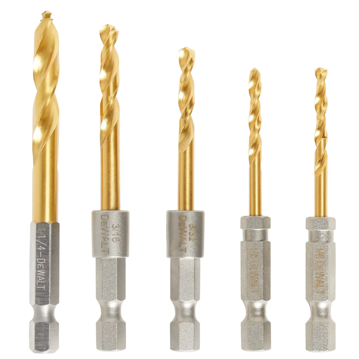 Dewalt Impact Ready Titanium Nitride Coated Drill Bit Set, 5pc