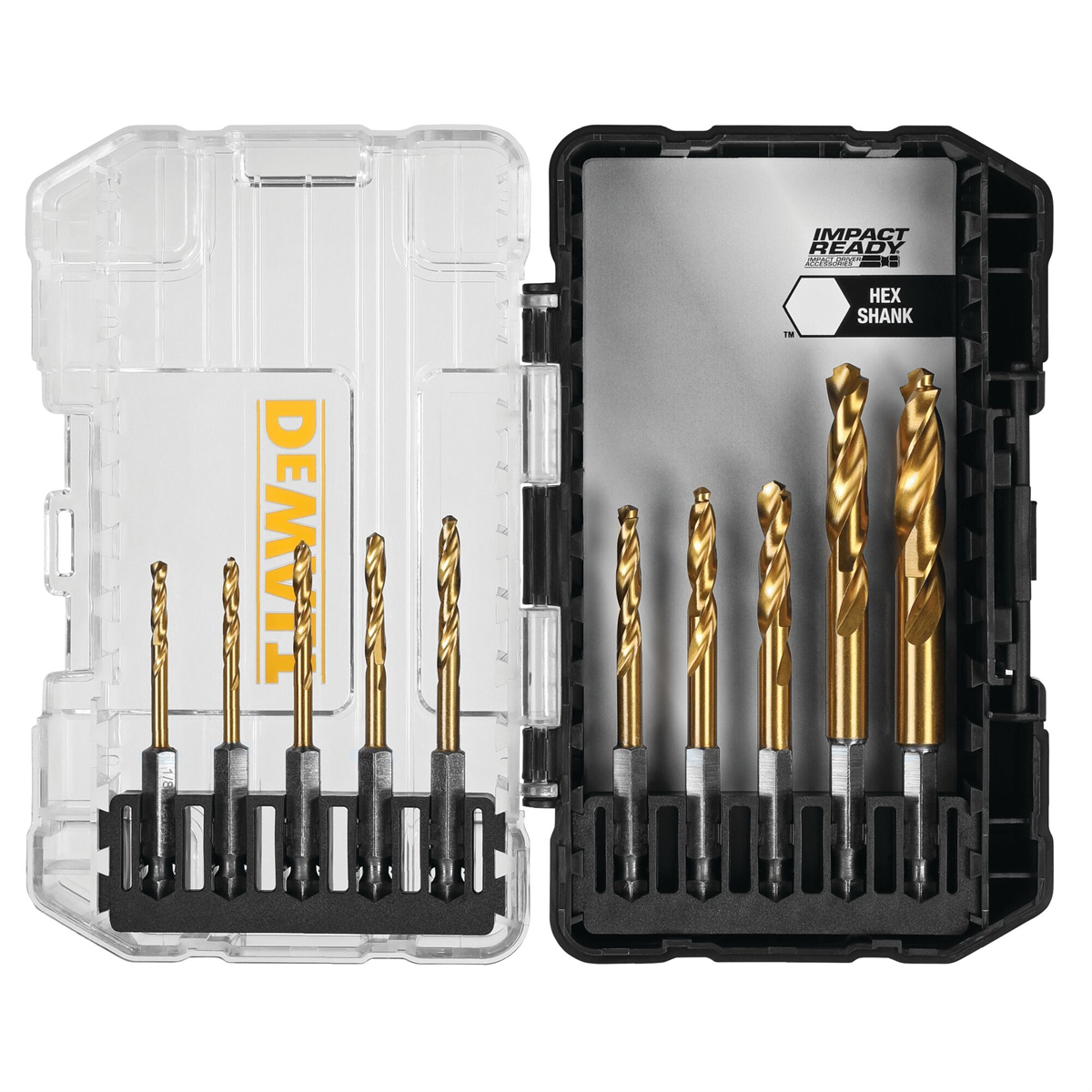 DEWALT IMPACT READY 10 Pieces Titanium Nitride Coating Drill Bit Sets with ToughCase+ System