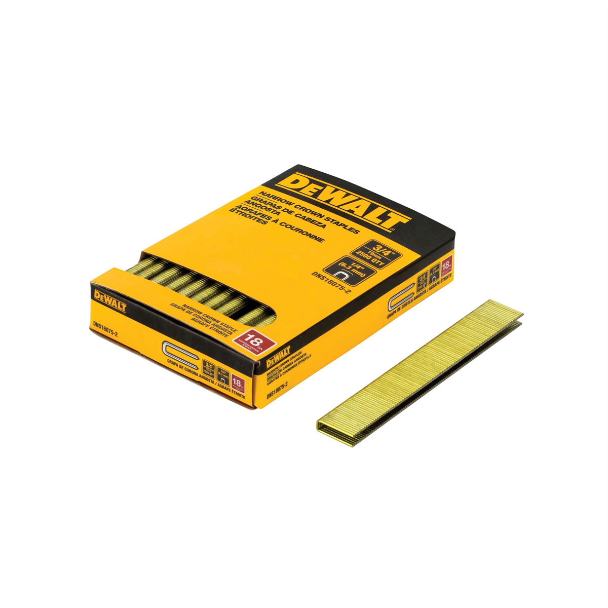 Dewalt 3/4 In. 18 Gauge 1/4 In. Crown Staples (2,500 Pk)