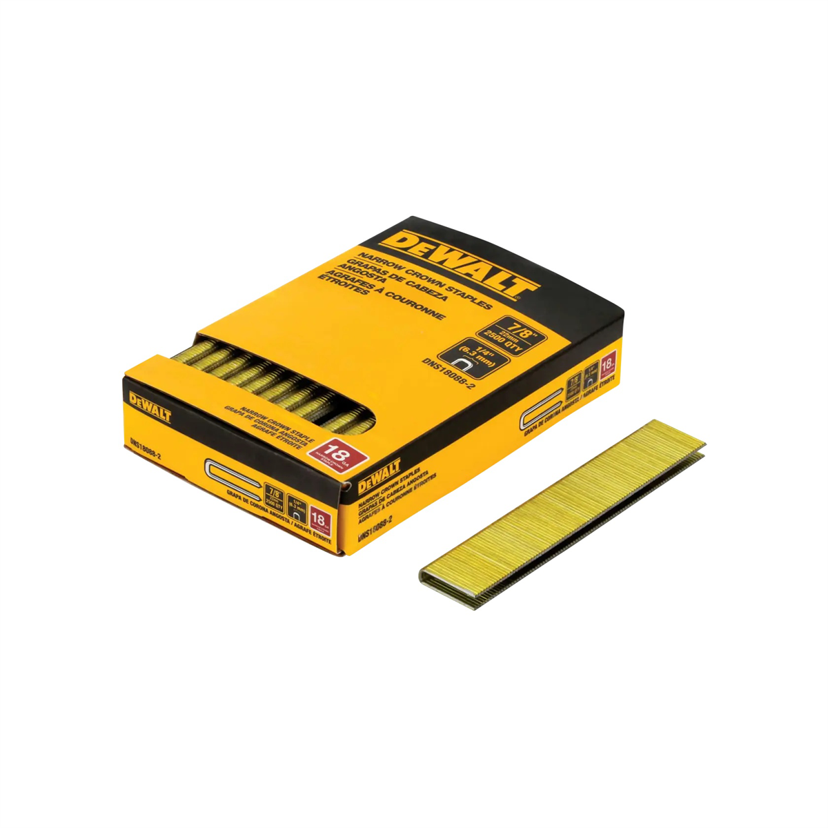Dewalt 7/8 In. 18 Gauge 1/4 In. Crown Staples (2,500 Pk)